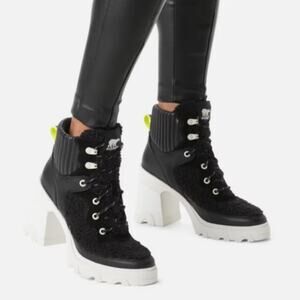 NWT Sorel Brex Heel Cozy Lace Up Faux Shearling Waterproof Ankle Boots Size 9.5
